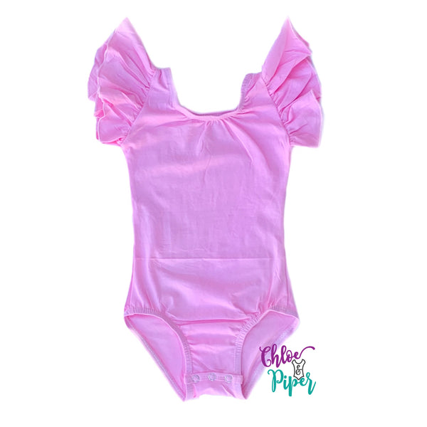 Bubblegum Pink Flutter Sleeve Leotard – Chloe + Piper