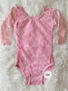 Pink Long Sleeve Lace Long Sleeve Leotard - size up