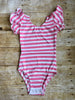 Pink & White Stripe Flutter Sleeve Leotard