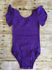 Purple Flutter Sleeve Leotard