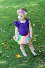 Purple Flutter Sleeve Leotard