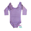 Lavender Long Sleeve Triple Ruffle Leotard