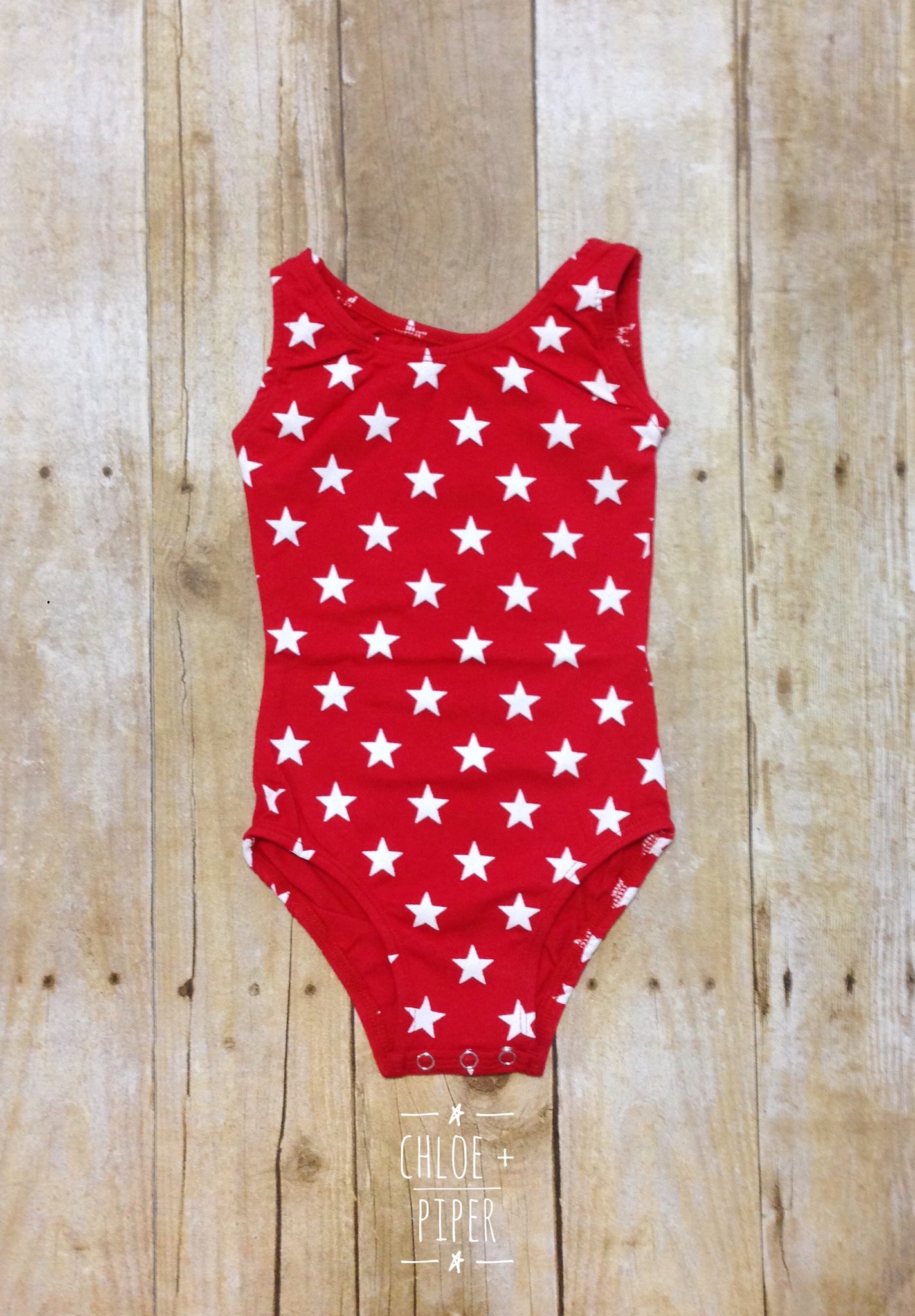 Red with White Stars Tank Top Leotard