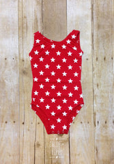Red with White Stars Tank Top Leotard
