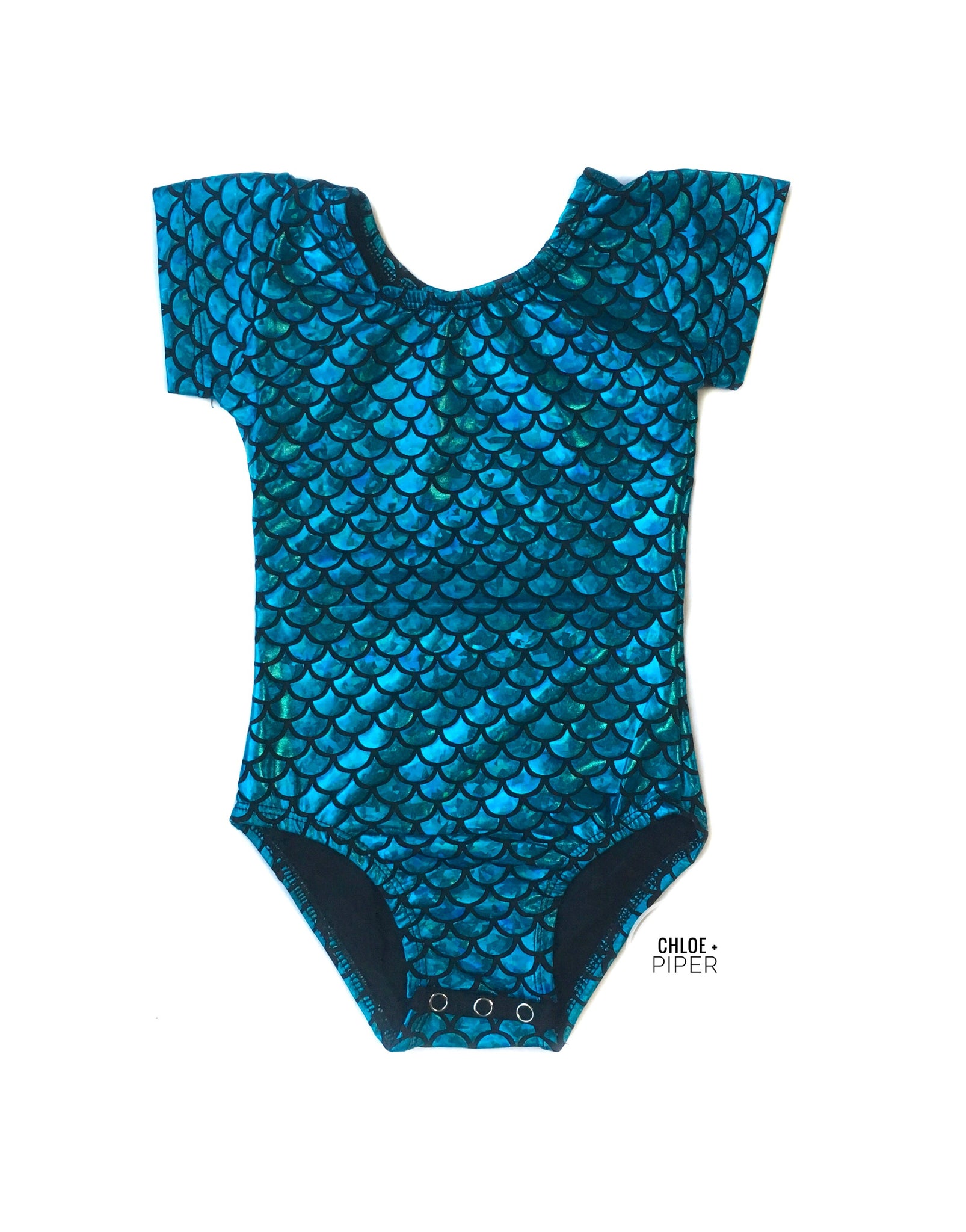 Turquoise Mermaid Cap Sleeve Leotard (small scales)