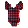 Buffalo Plaid Flutter Sleeve Leotard