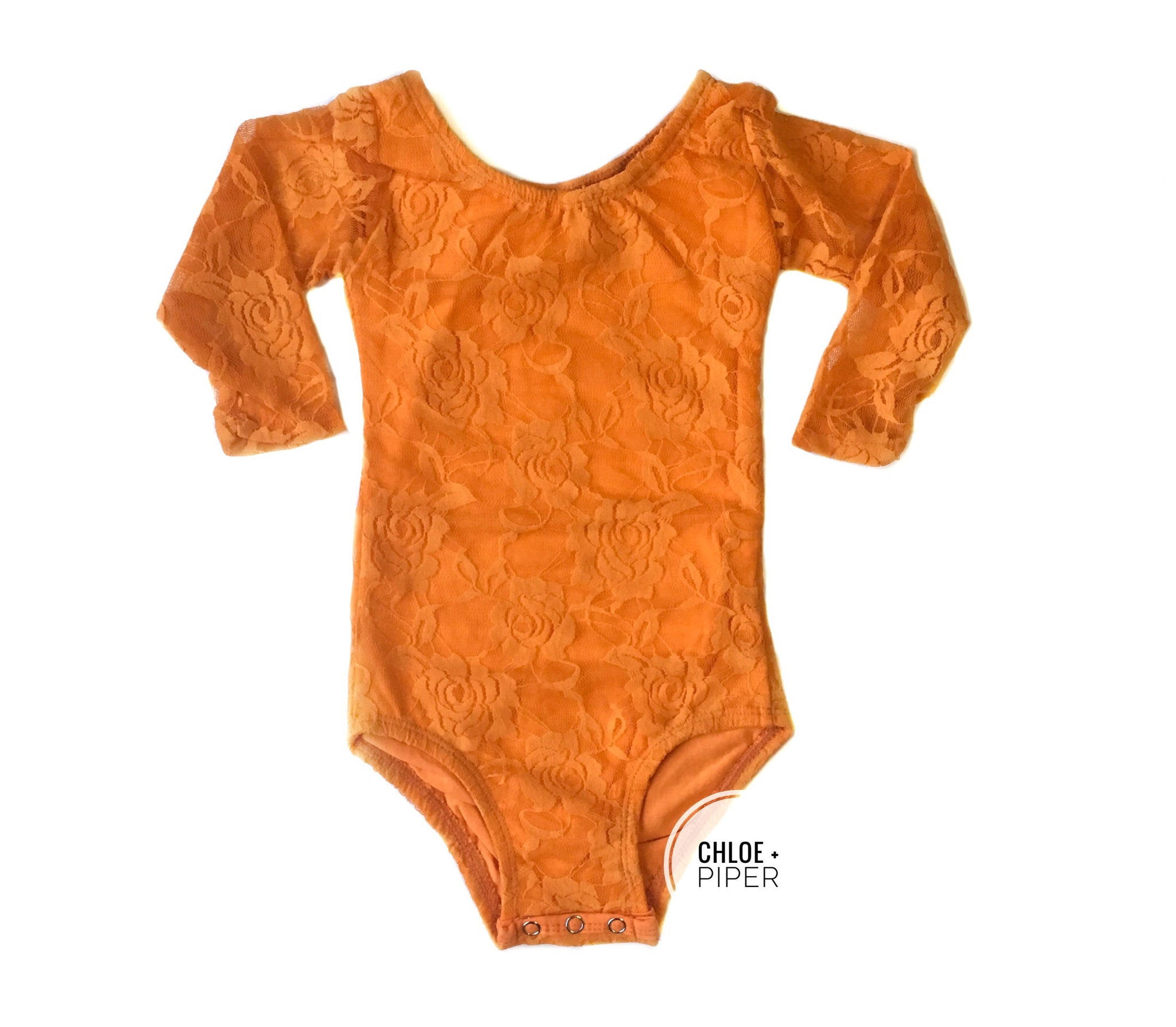 Orange Long Sleeve Lace Leotard (size up)