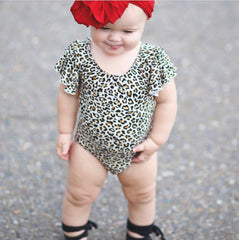 Leopard Flutter Sleeve Leotard