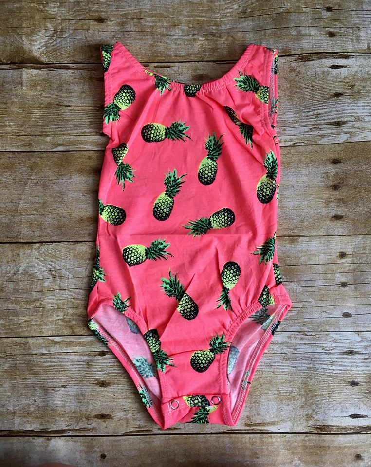 Hot Pink Pineapples Tank Top Leotard (size up)