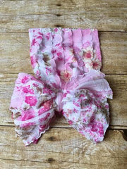 Pink Floral Messy Bow